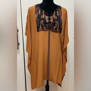 Laltramoda silk poncho cover up tunic with sequin 42